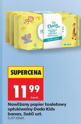 Nawilżany papier toaletowy spłukiwalny Kids banan 3x60 szt. promocja w Biedronka