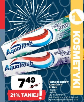 Pasta do zębów Active Fresh Aquafresh promocja w Netto