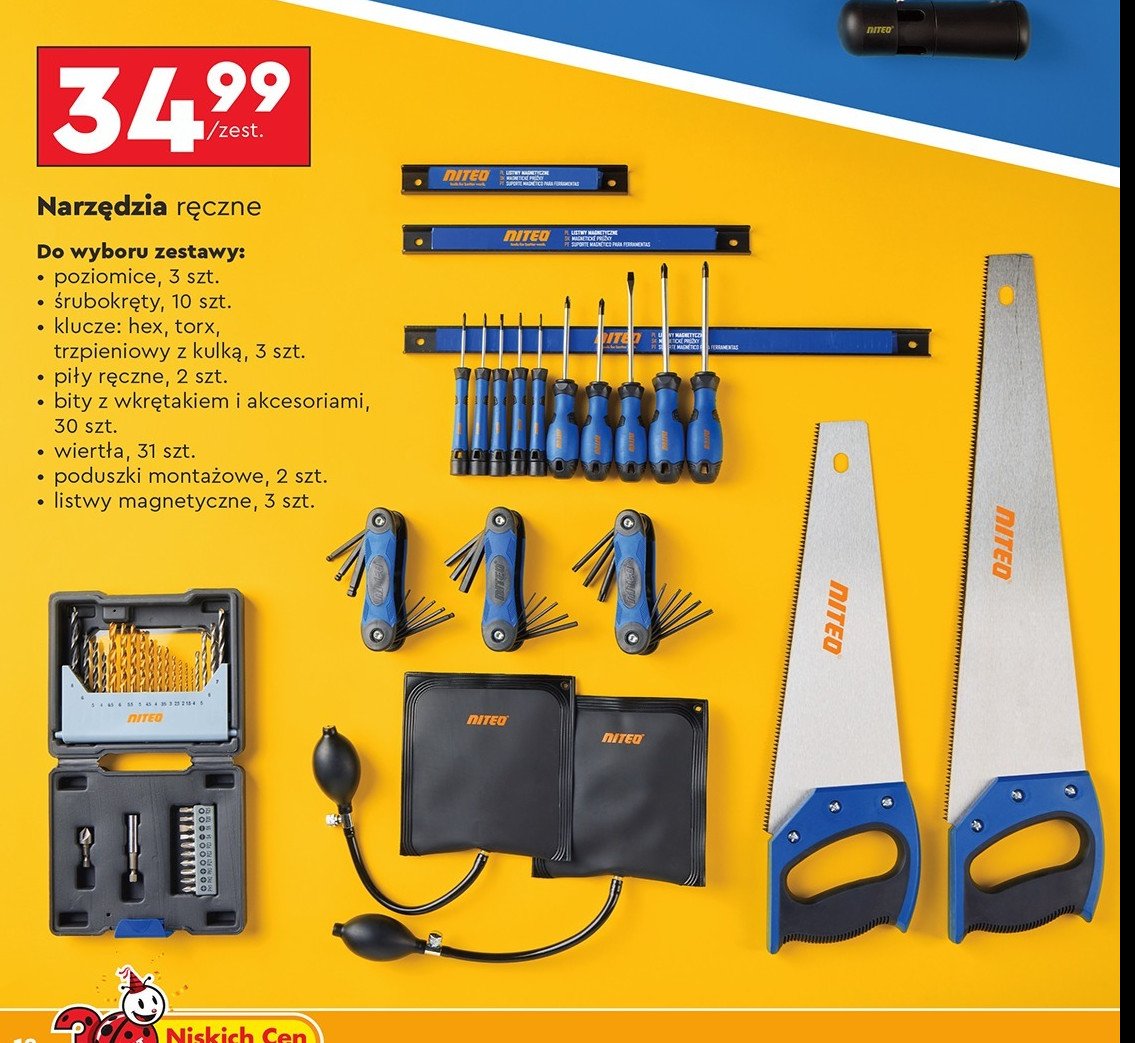Zestaw wierteł NITEO promocja w Biedronka