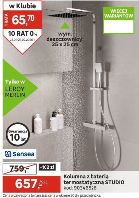 Kolumna z baterią termostatyczną STUDIO promocja w Leroy Merlin