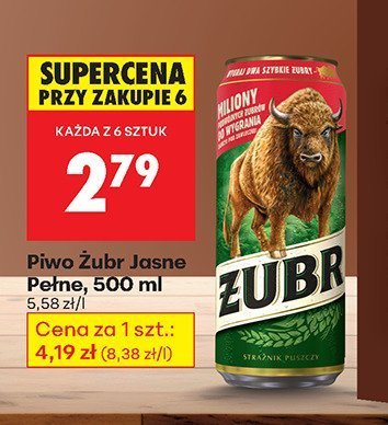 Piwo Żubr Jasne Pełne, 500 ml promocja w Biedronka