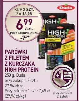 Parówki z filetem z kurczaka z oliwą z oliwek Silesia duda high protein promocja w Stokrotka