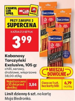 Kabanosy Exclusive 105 g chilli promocja w Biedronka