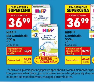Mleko HiPP Bio Combiotik 550g promocja w Biedronka