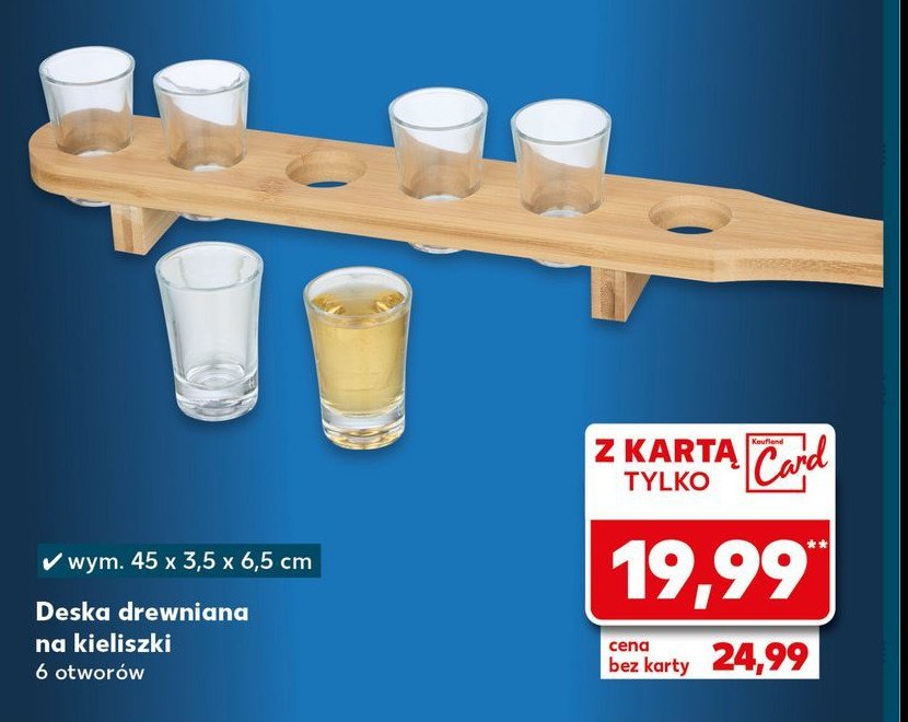 Deska drewniana na kieliszki promocja w Kaufland