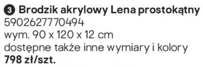 Brodzik akrylowy Lena prostokątny promocja w Castorama