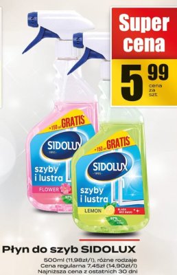 Płyn do szyb SIDOLUX szybki i lustro różne rodzaje promocja w Supeco