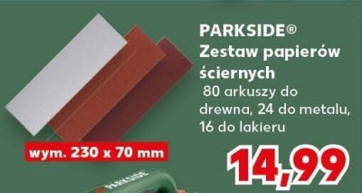 Zestaw papierów ściernych 80 arkuszy do drewna, 24 do metalu, 16 do lakieru promocja w Kaufland