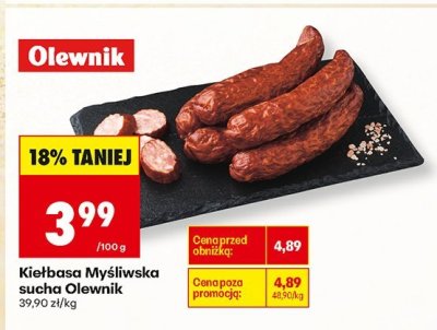 Kiełbasa Myśliwska sucha Olewnik promocja w Biedronka