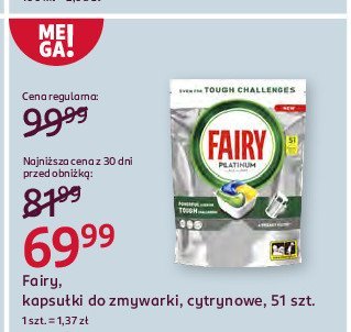 Tabletki do zmywarek Fairy Platinum Lemon promocja
