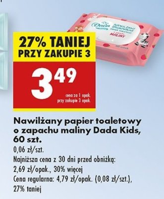 Papier toaletowy nawilżany malina Dada promocja