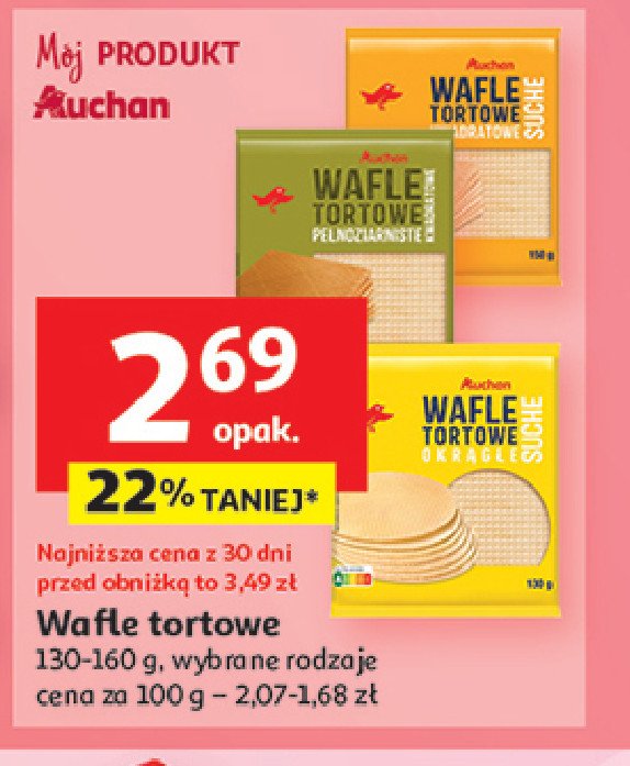Wafle tortowe okrągłe Auchan promocja w Auchan