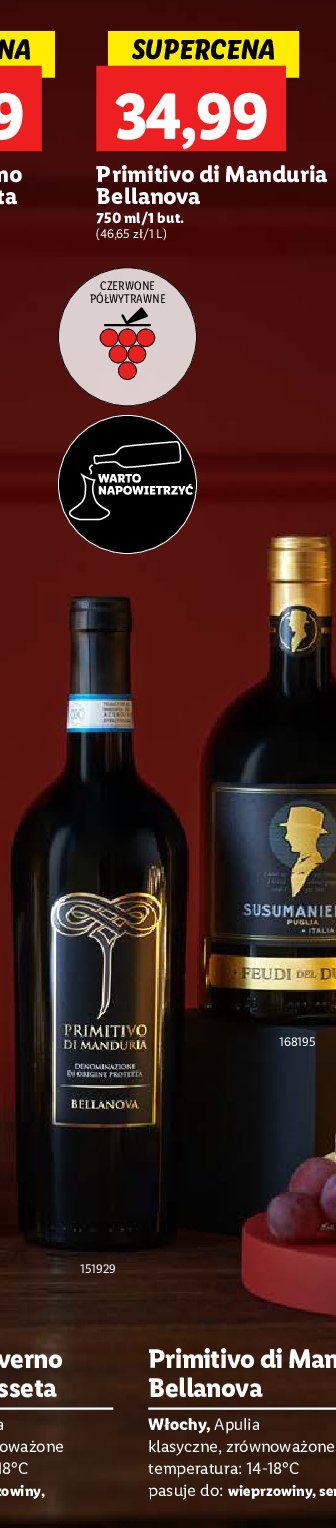 Wino BELLANOVA PRIMITIVO DI MANDURIA promocja w Lidl