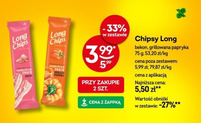 Chipsy Long bekon, grillowana papryka promocja w Żabka