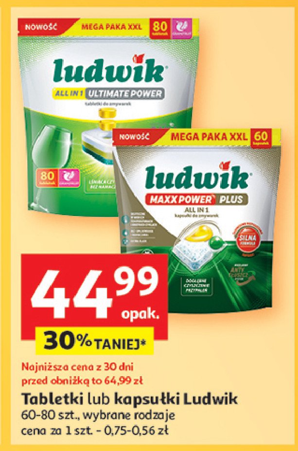 Tabletki do zmywarki Ludwik maxx power promocja w Auchan