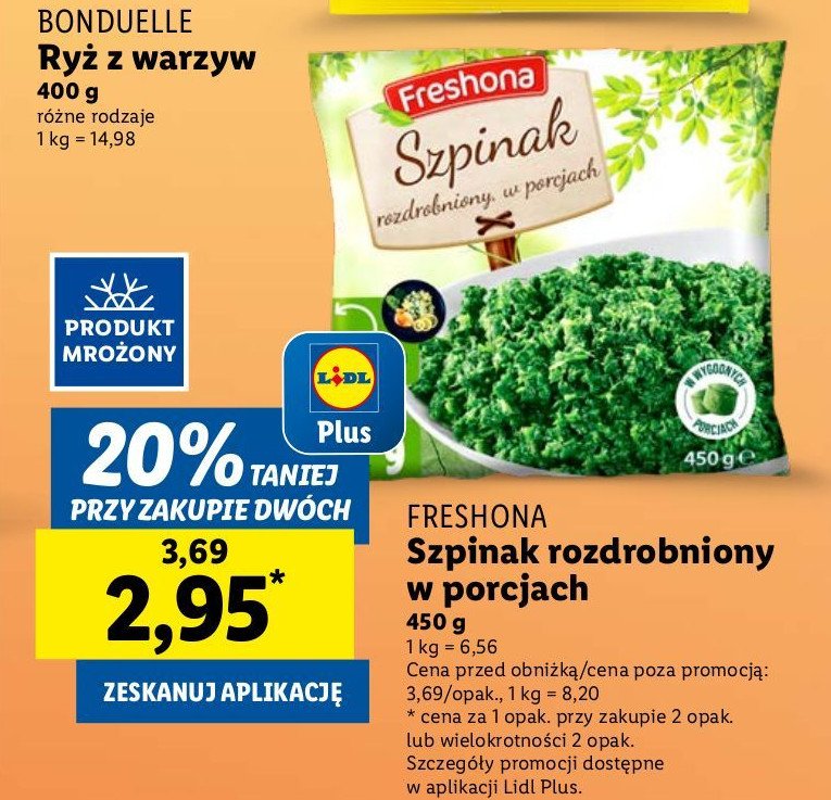 Szpinak rozdrobniony Freshona promocja w Lidl