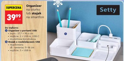 Organizer na biurko z portami USB promocja w Biedronka