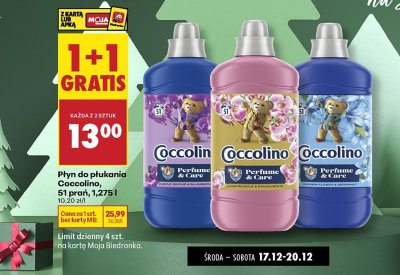 Płyn do płukania Coccolino, 51 prań, 1,275 l promocja w Biedronka