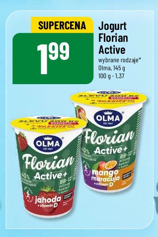 Jogurt truskawkowy Olma florian active promocja