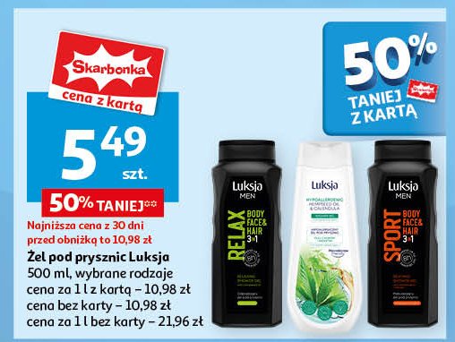 Żel pod prysznic olej z konopi i nagietek Luksja promocja