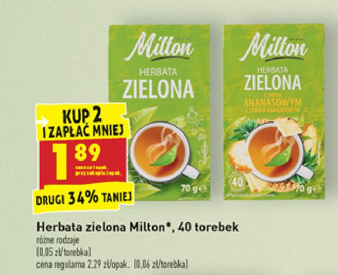 Herbata zielona ananasowa Milton promocja