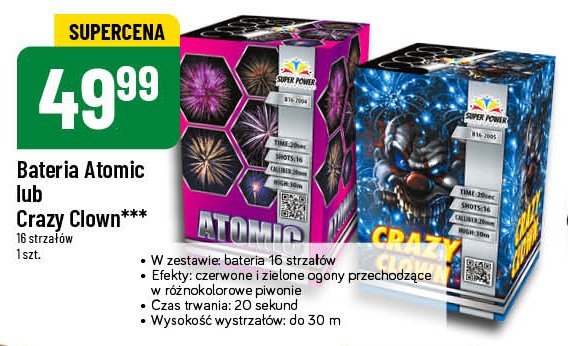 Bateria atomic 16 strzałów SUPER POWER promocja