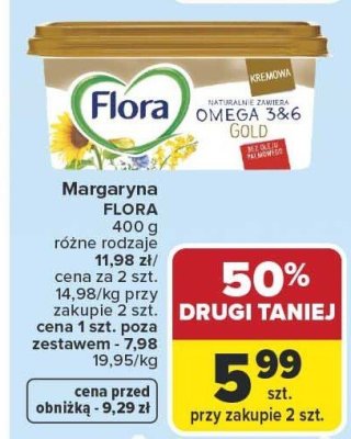 Margaryna FLORA 400 g różne rodzaje promocja w Carrefour Market