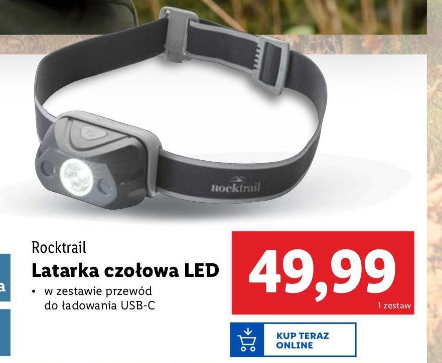 Latarka czołowa led ROCKTRAIL promocja w Lidl