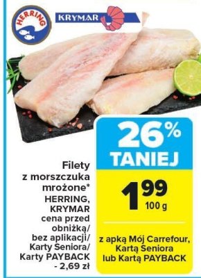 Filety z morszczuka mrożone HERRING, KRYMAR promocja w Carrefour