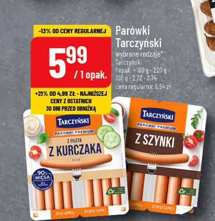 Parówki z kurczaka Tarczyński promocja