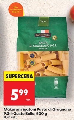 Makaron rigatoni Pasta di Gragnano P.G.I. Gusto Bello promocja w Biedronka