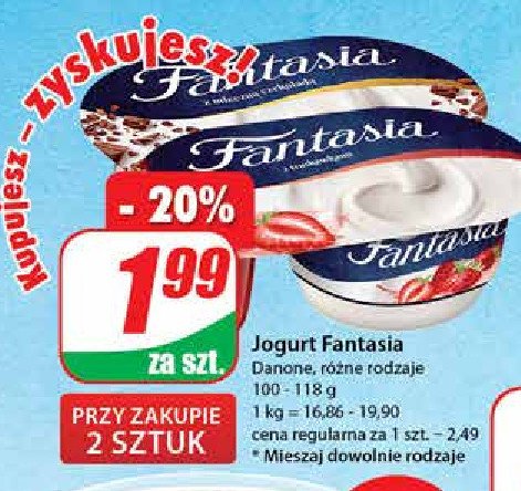 Jogurt z mleczną czekoladą Danone fantasia promocja