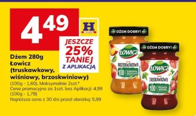Dżem 280g Łowicz (truskawkowy, wiśniowy, brzoskwiniowy) (Maksymalnie 2szt.*) promocja w Hitpol
