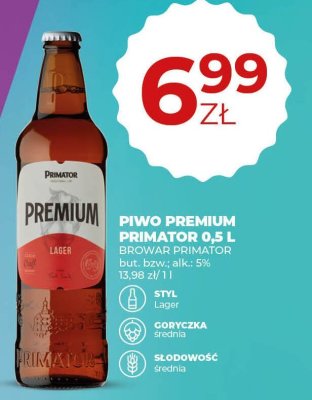 Piwo Premium Primator 0,5 l Lager promocja w Duży Ben