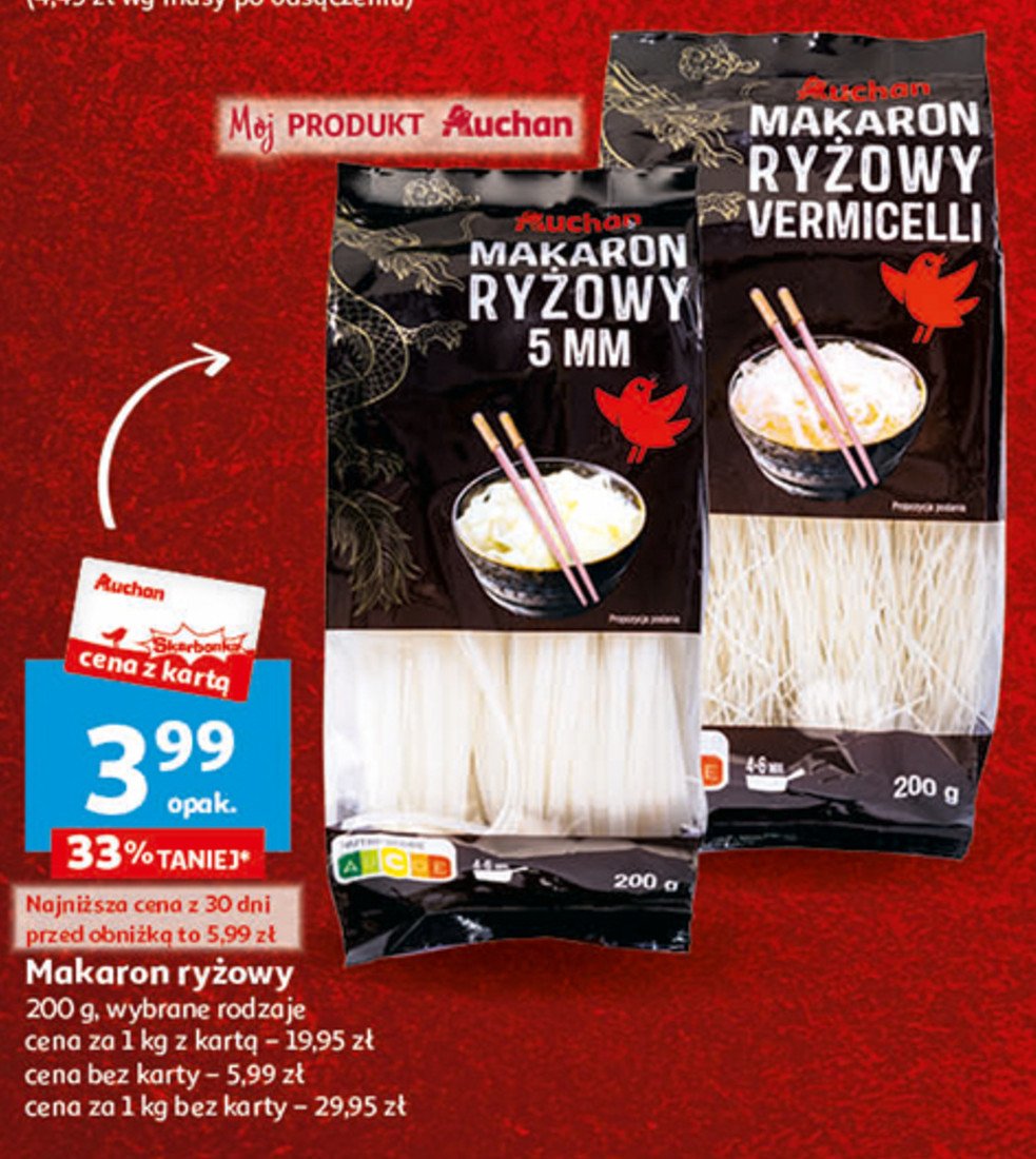 Makaron ryżowy 5 mm Auchan promocja