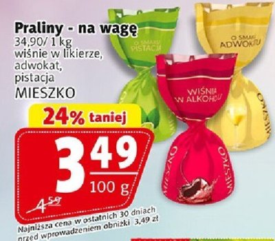 Praliny na wagę wiśnie w likierze, orzechy, orzech MIESZKO promocja w Prim Market