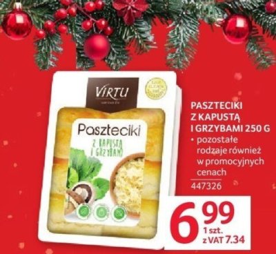 Paszteciki z kapustą i grzybami Virtu 250 g promocja w Selgros