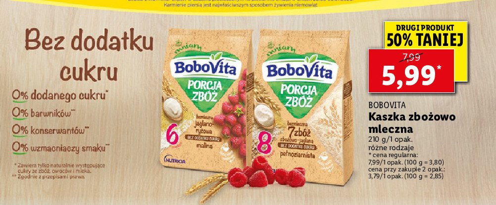 Kaszka ryżowa malina Bobovita porcja zbóż promocja
