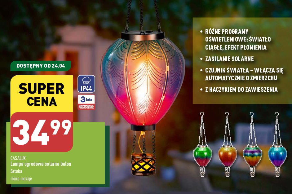 Lampa ogrodowa solarna Casalux promocja w Aldi