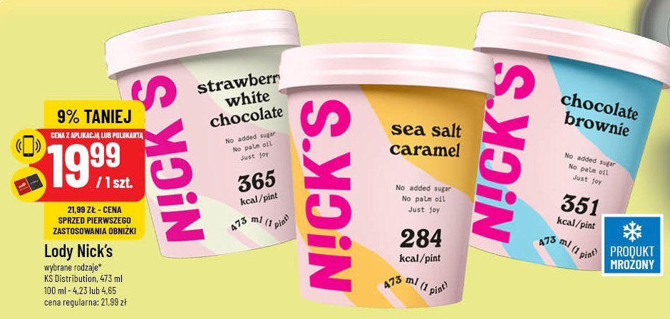 Lody strawberry white chocolate Nick's promocja