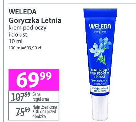 Krem pod oczy goryczka letnia Weleda promocja w Hebe