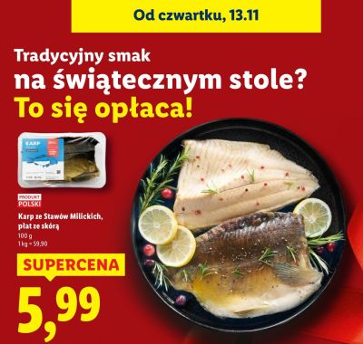 Karp ze Stawów Milickich, płat ze skórą promocja w Lidl