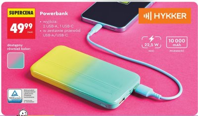 Powerbank HYKKER 10000 mAh promocja w Biedronka