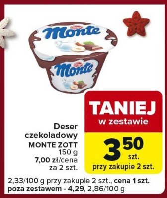 Deser czekoladowy w zestawie MONTE ZOTT promocja w Carrefour Express