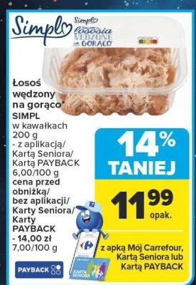 Łosoś wędzony na gorąco SIMPL w kawałkach promocja w Carrefour