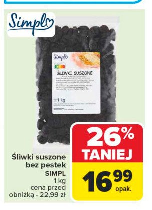 Śliwki suszone Simpl promocja w Carrefour