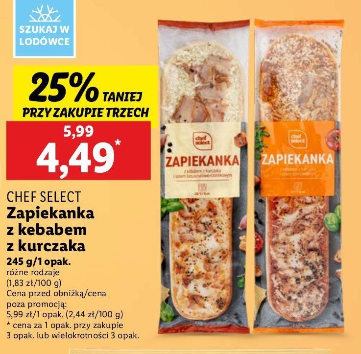 Zapiekanka z kebabem z sosem beszamelowym Chef select promocja