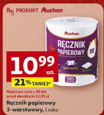 Ręcznik papierowy 3-warstwowy Auchan promocja w Auchan