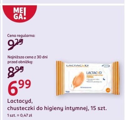 Chusteczki do higieny intymnej Lactacyd 15 szt. promocja w Rossmann