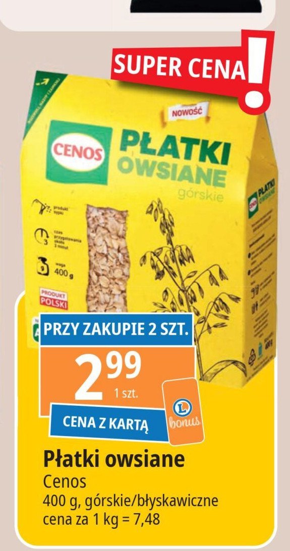 Płatki owsiane górskie Cenos promocja